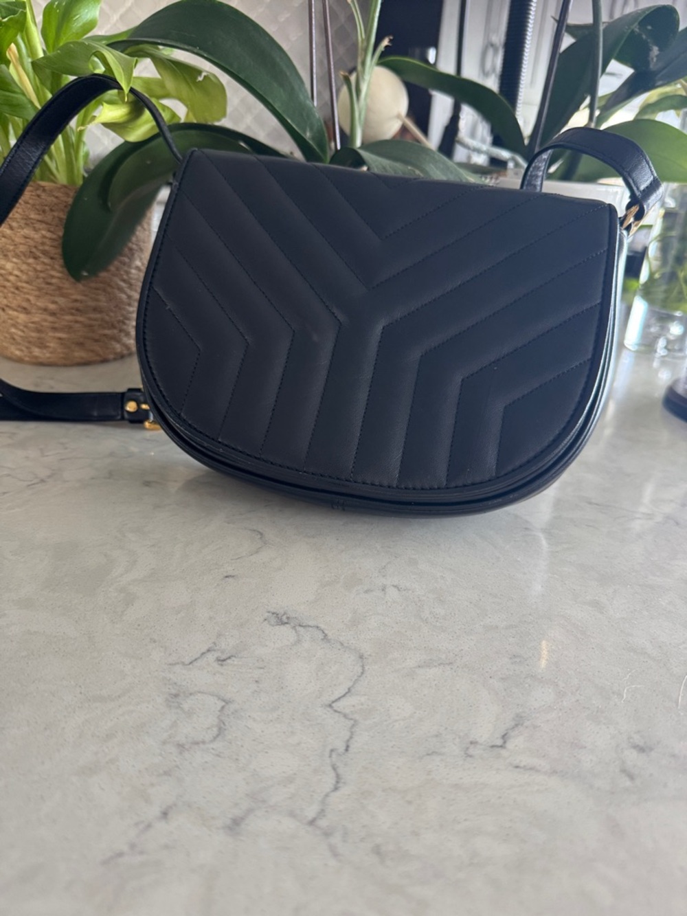 Yves Saint Laurent Black Quilted Saddle Crossbody